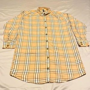 oversized mini shirt dress in Tan color plaid